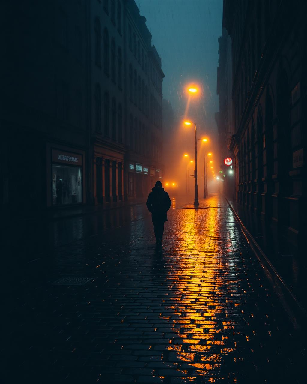 Rainy nocturne street